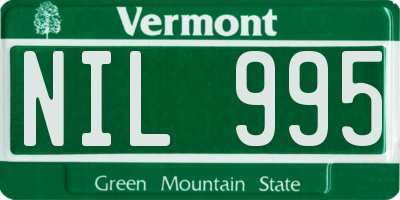 VT license plate NIL995
