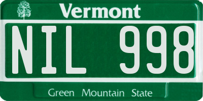 VT license plate NIL998