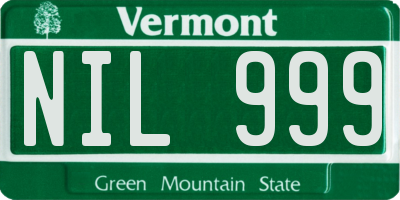 VT license plate NIL999