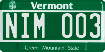 VT license plate NIM003