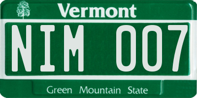VT license plate NIM007