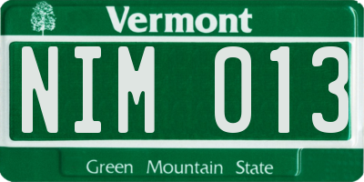 VT license plate NIM013