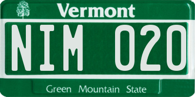 VT license plate NIM020