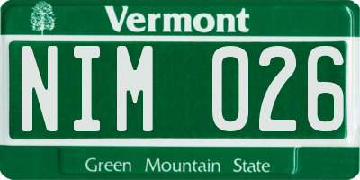 VT license plate NIM026