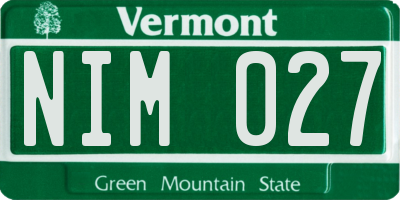 VT license plate NIM027