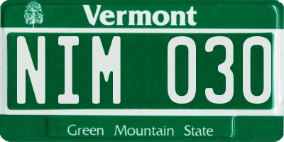 VT license plate NIM030