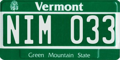 VT license plate NIM033