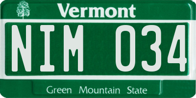 VT license plate NIM034
