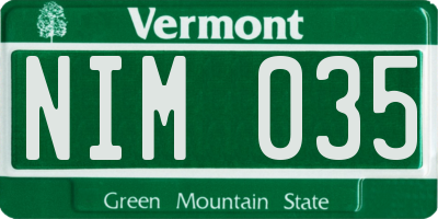 VT license plate NIM035