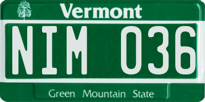 VT license plate NIM036