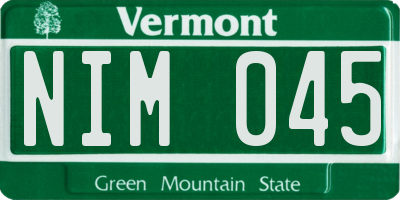 VT license plate NIM045