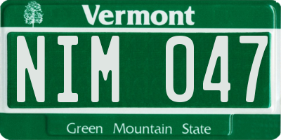 VT license plate NIM047