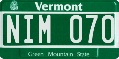 VT license plate NIM070