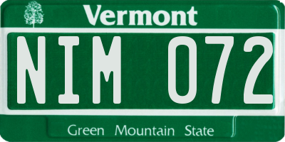 VT license plate NIM072