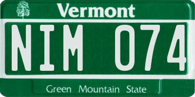VT license plate NIM074