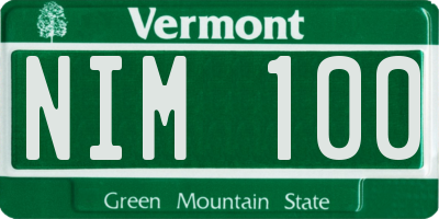 VT license plate NIM100