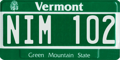VT license plate NIM102