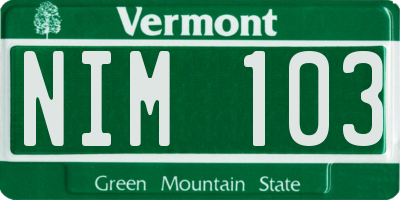VT license plate NIM103