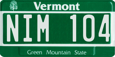 VT license plate NIM104