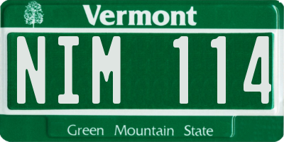 VT license plate NIM114