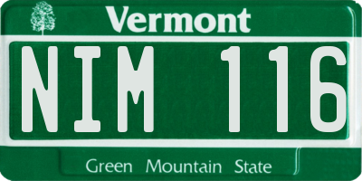 VT license plate NIM116
