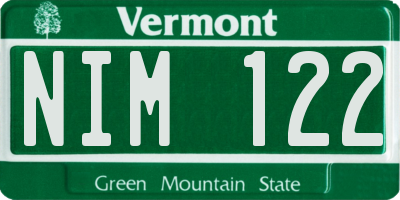 VT license plate NIM122
