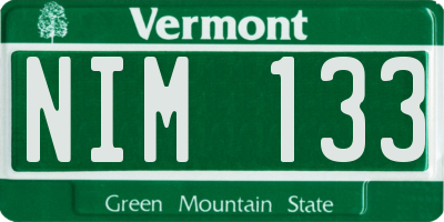 VT license plate NIM133