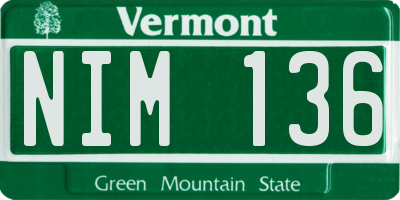 VT license plate NIM136