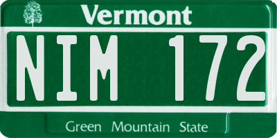 VT license plate NIM172