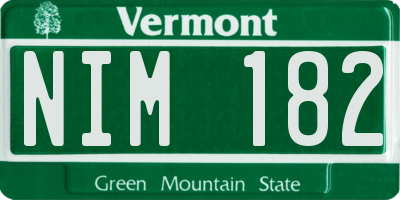 VT license plate NIM182