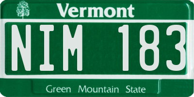 VT license plate NIM183