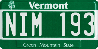 VT license plate NIM193