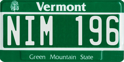 VT license plate NIM196