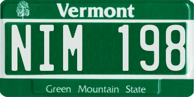 VT license plate NIM198