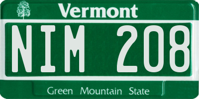 VT license plate NIM208