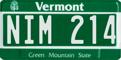 VT license plate NIM214