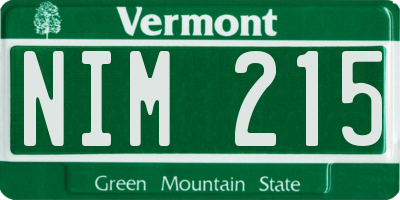 VT license plate NIM215