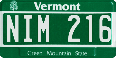 VT license plate NIM216