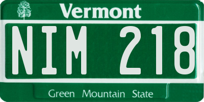 VT license plate NIM218