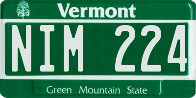 VT license plate NIM224