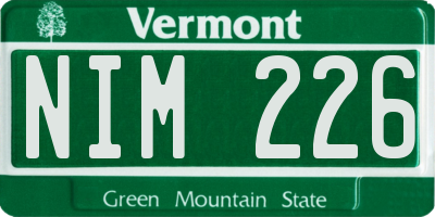 VT license plate NIM226
