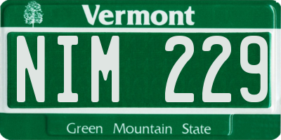 VT license plate NIM229
