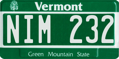 VT license plate NIM232