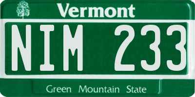 VT license plate NIM233