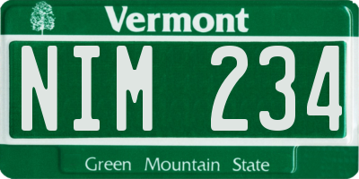 VT license plate NIM234