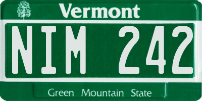 VT license plate NIM242