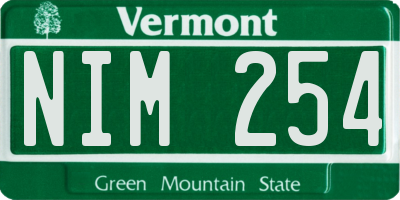 VT license plate NIM254