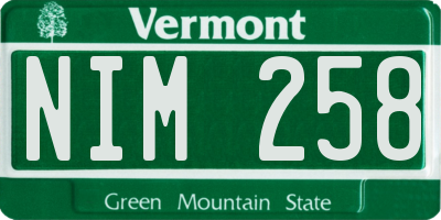 VT license plate NIM258