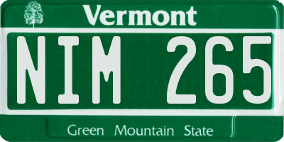 VT license plate NIM265