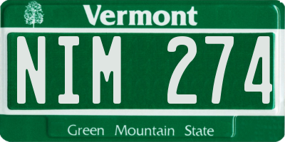 VT license plate NIM274